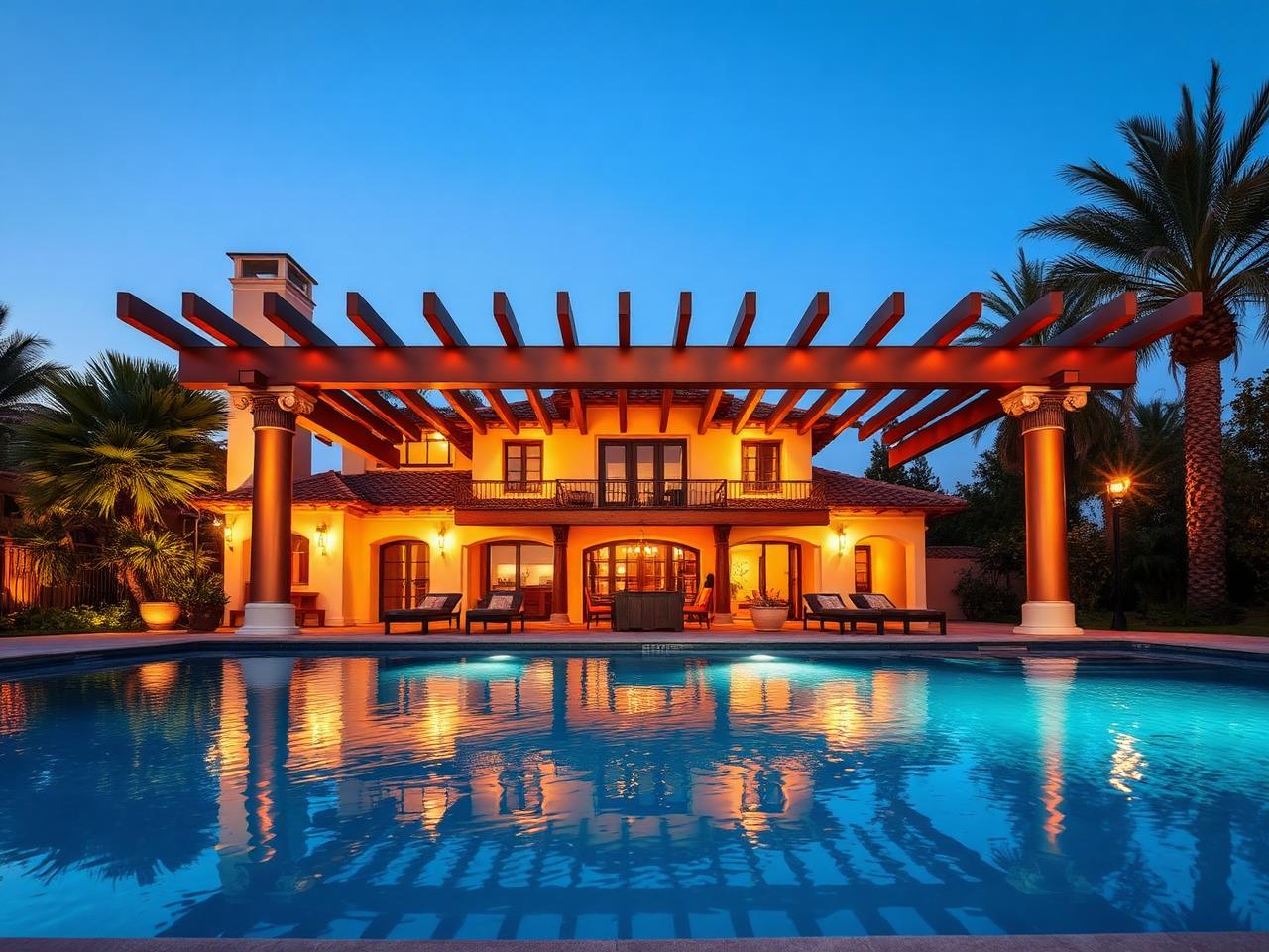 Pérgola sobre piscina · Sotogrande